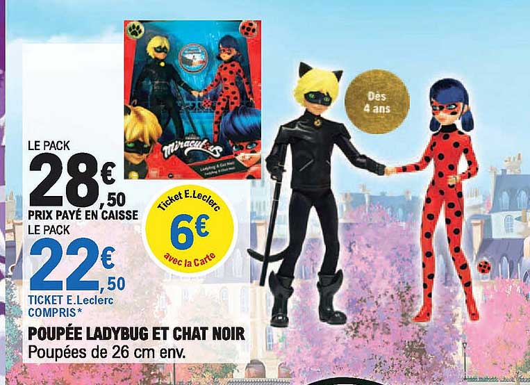poupée ladybug et chat noir