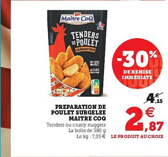 Préparation De Poulet Surgelée Maître Coq -30% De Remise Immédiate