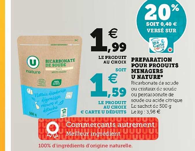 préparation pour produits ménagers u nature