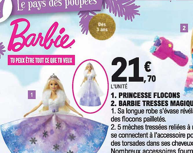 princesse flocons, barbie tresses magique