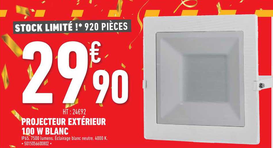 Projecteur Extérieur 100 W Blanc