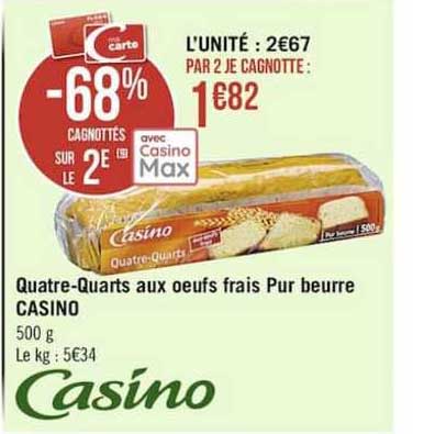 quatre-quarts aux oeufs frais pur beurre casino