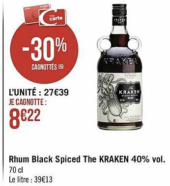 rhum black spiced the kraken 40% vol.
