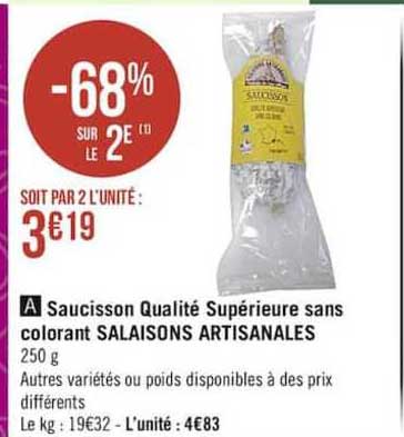 saucisson qualité supérieure sans colorant salaisons artisanales