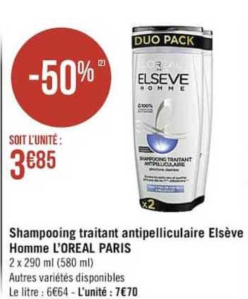 shampooing traitant antipelliculaire elsève homme l'oréal paris