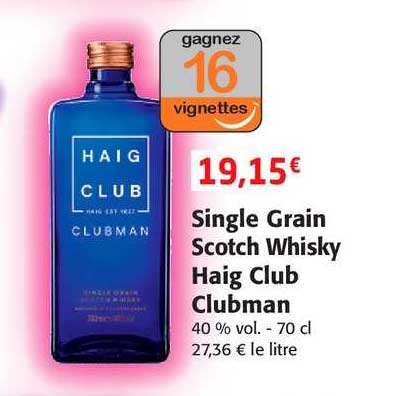 single grain scotch whisky haig club culbman