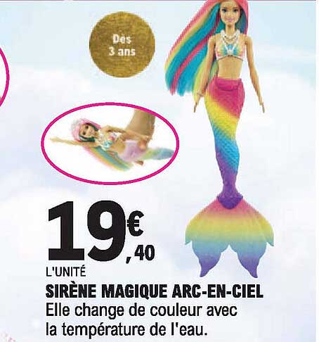sirène magique arc-en-ciel
