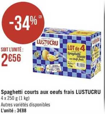 spaghetti courts aux oeufs frais lustucru