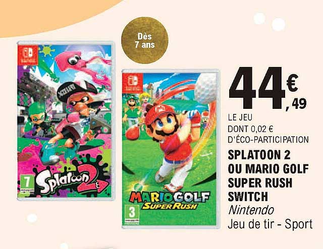 splatoon 2 ou mario golf super rush switch