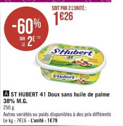 st hubert 41 doux sans huile de palme 38% m.g.