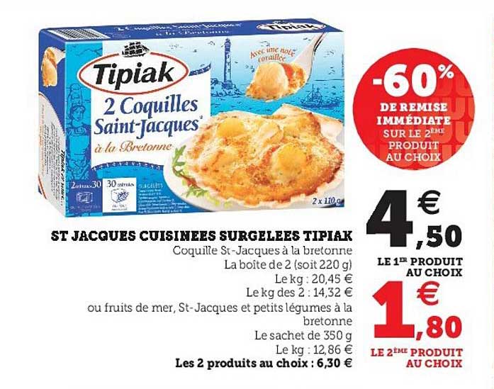 st jacques cuisinées surgelées tipiak