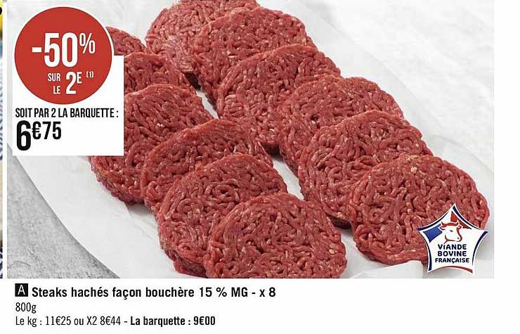 steaks hachés façon bouchère 15% mg - x8