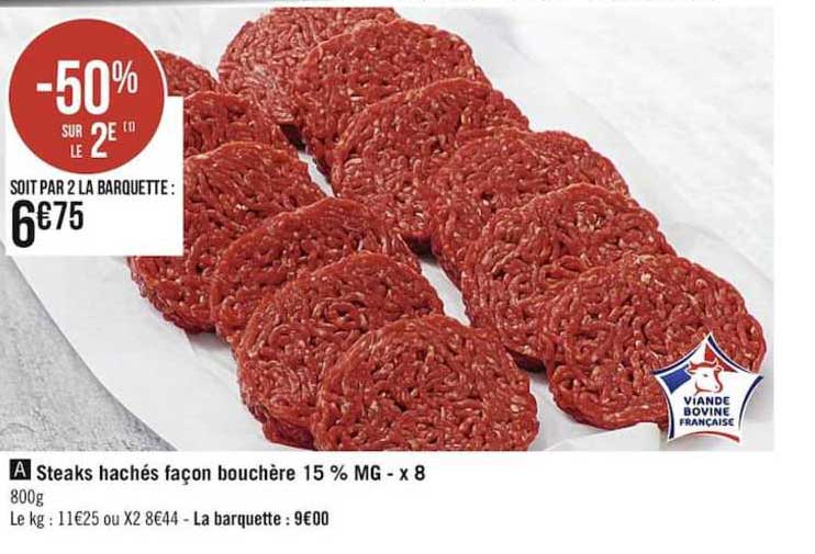 Steaks Hachés Façon Bouchère 15% Mg - X8