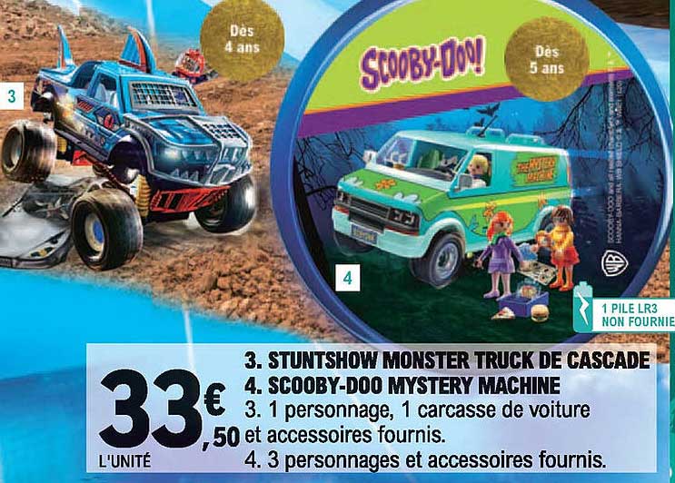 stuntshow monster truck de cascade, scooby-doo mystery machine