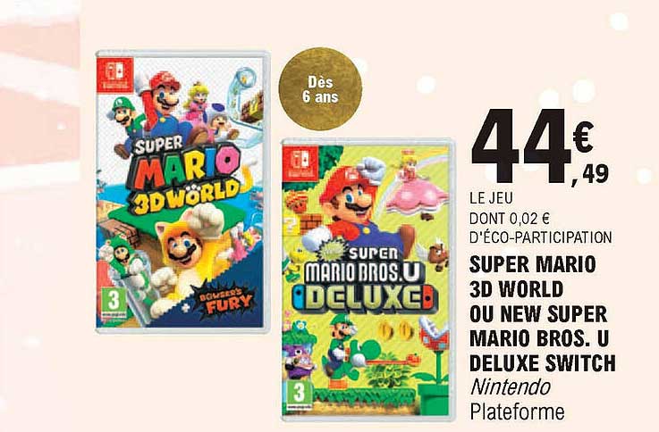 super mario 3d world ou new super mario bros. u deluxe switch nintendo