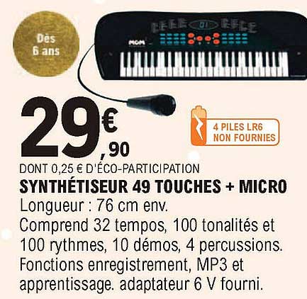 synthétiseur 49 touches + micro