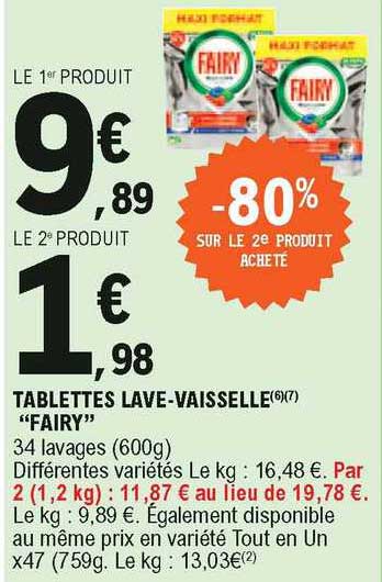 tablettes lave-vaisselle "fairy"