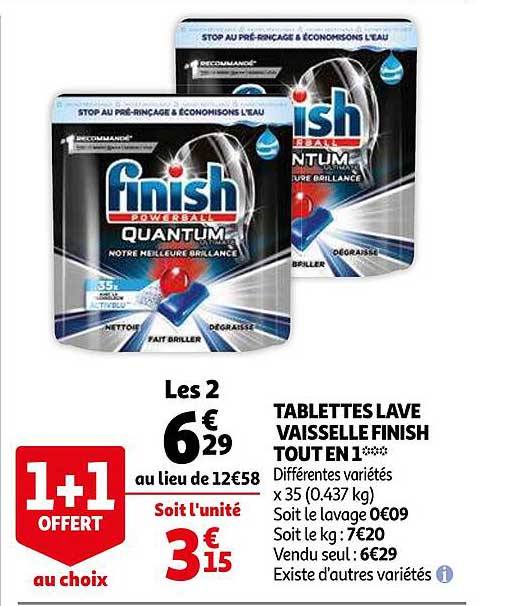 tablettes lave vaisselle finish tout en 1