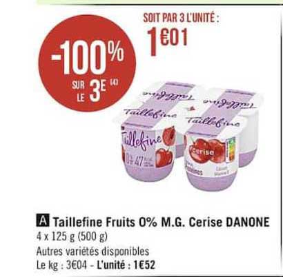 taillefine fruits 0% m.g. cerise danone