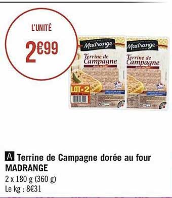 terrine de campagne dorée au four madrange