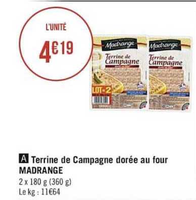 terrine de campagne dorée au four madrange