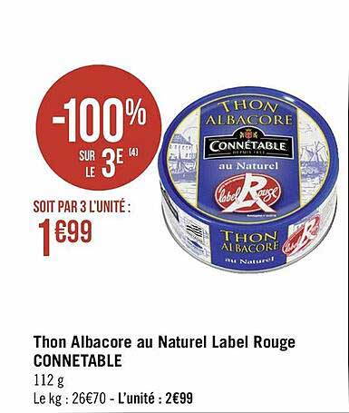 Thon Albacore Au Naturel Label Rouge Connétable