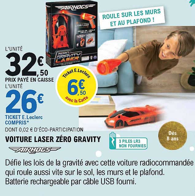 voiture laser zéro gravity airhogs