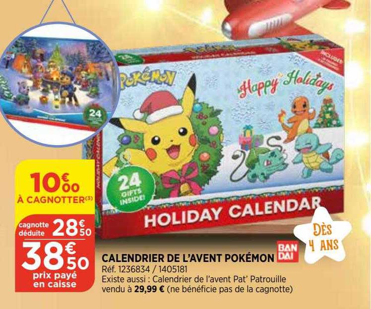 calendrier de l'avent pokémon bandai