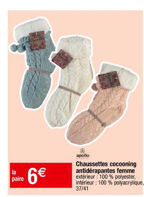 chaussettes cocooning antidérapantes femme apollo