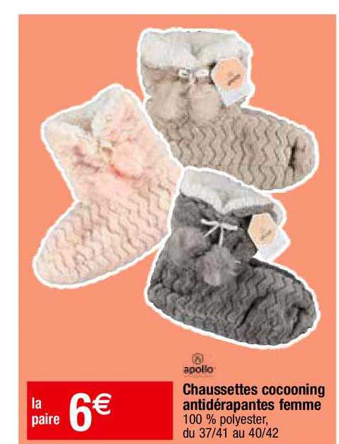 chaussettes cocooning antidérapantes femme apollo