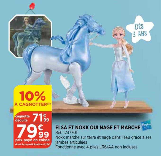 elsa et nokk qui nage et marche hasbro
