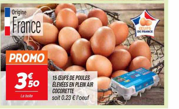 15 oeufs de poules élevées en plein air cocorette