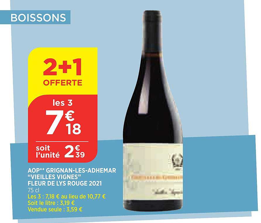 aop grignan-les-adhémar "vieilles vignes" fleur de lys rouge 2021