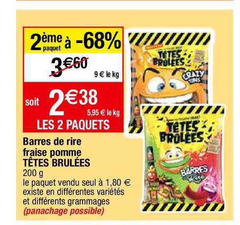 barres de rire fraise pomme têtes brûlées