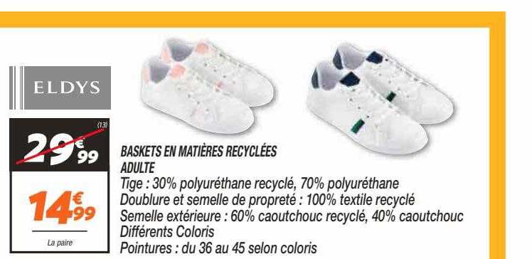 baskets en matières recyclées adulte