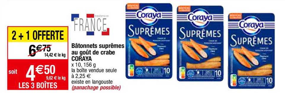 bâtonnets suprêmes au goût de crabe coraya