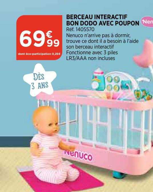 berceau interactif bon dodo avec poupon nenuco
