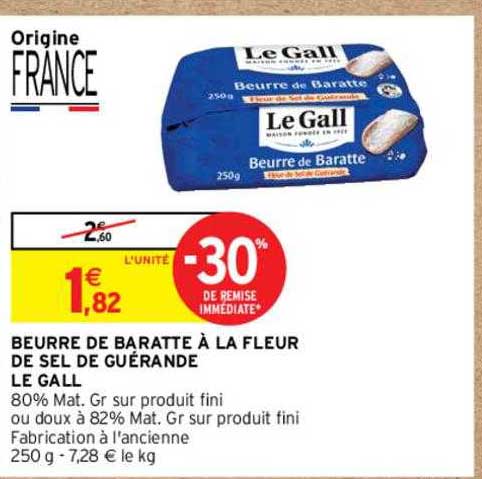 beurre de baratte à la fleur de sel de guérande le gall