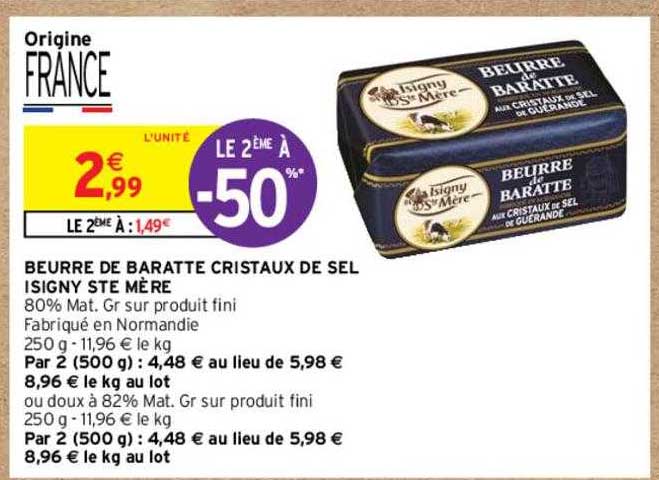 beurre de baratte cristaux de sel isigny ste mère