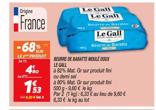 beurre de baratte moulé doux le gall