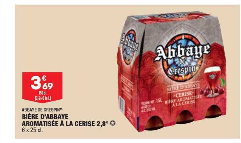 bière d'abbaye aromatisée à la cerise 2,8° abbaye de crespin