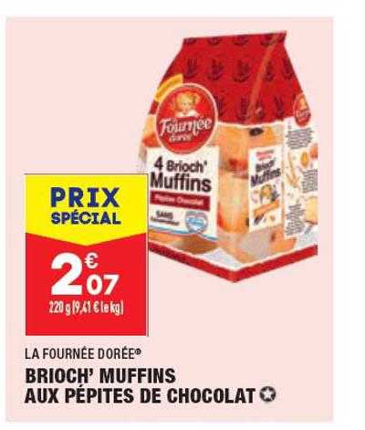 brioch' muffins aux pépites de chocolat la fournée dorée