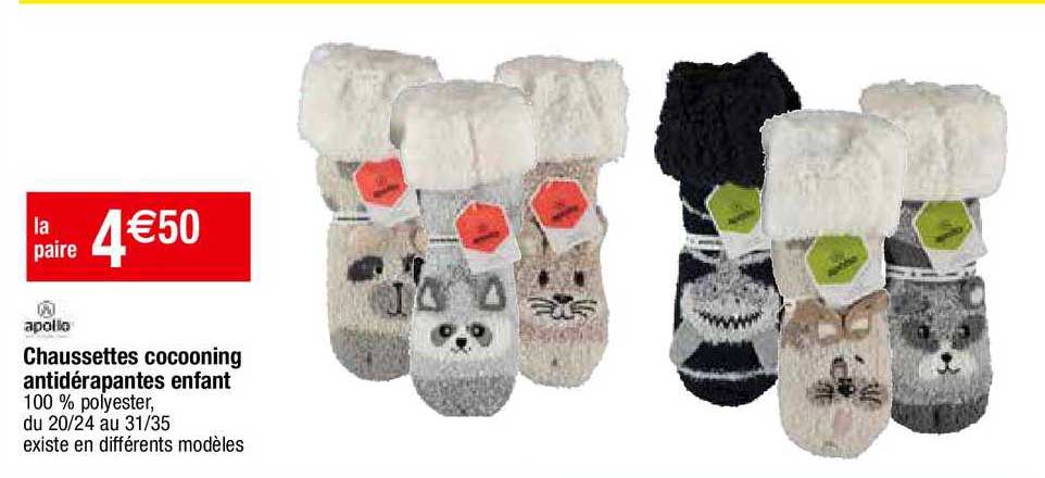 chaussettes cocooning antidérapantes enfant apollo