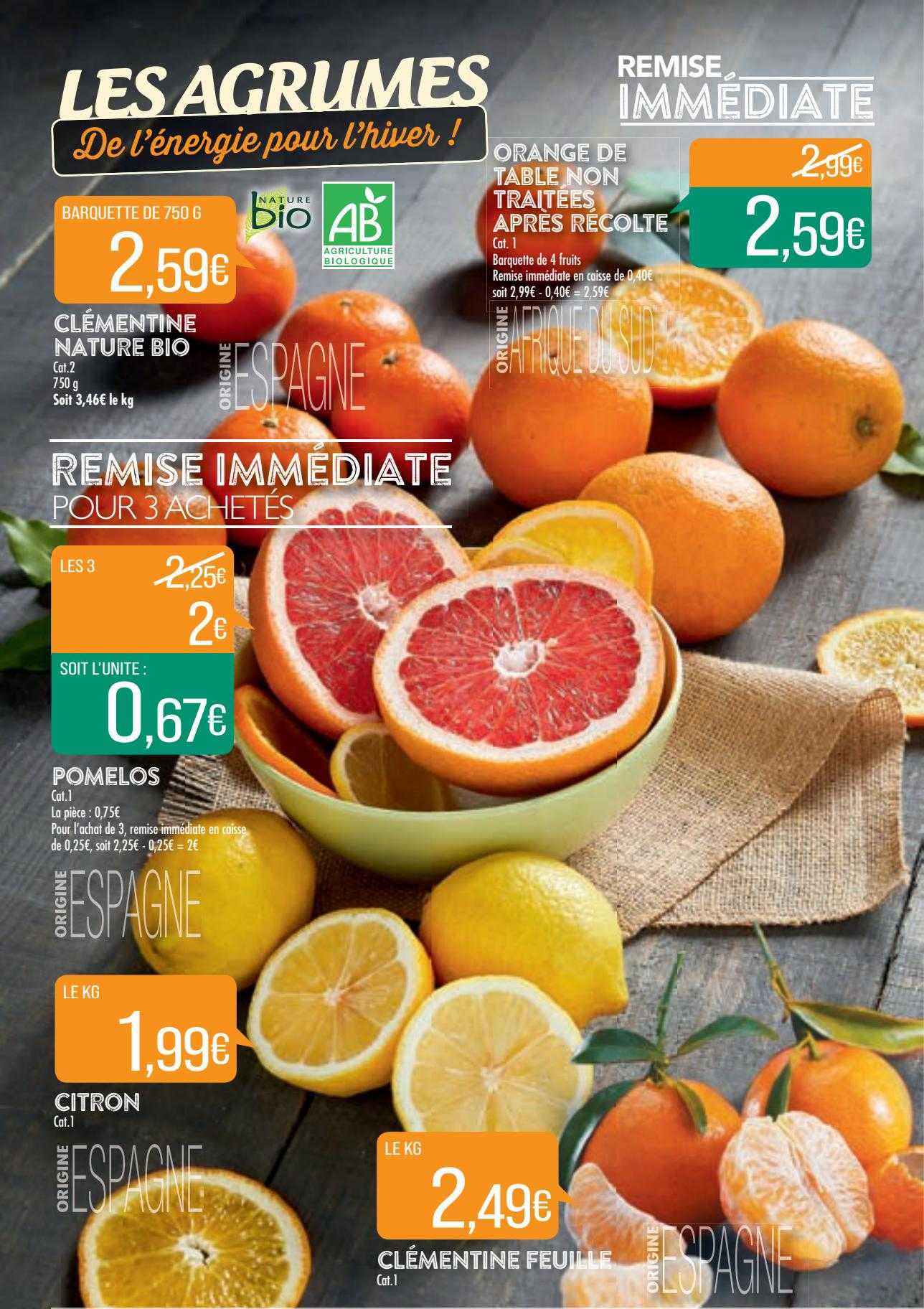clémentine nature bio, orange de table non traitées après récolte, pomelos, citron, clémentine feuille