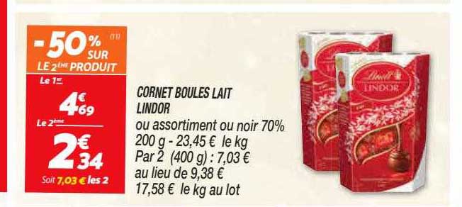 Cornet Boules Lait Lindor