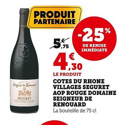 côtes du rhône villages seguret aop rouge domaine seigneur de renouard