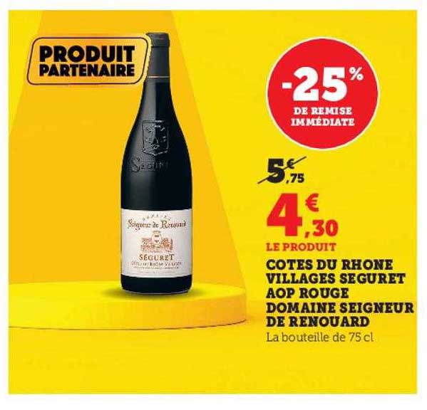 côtes du rhône villages séguret aop rouge domaine seigneur de renouard