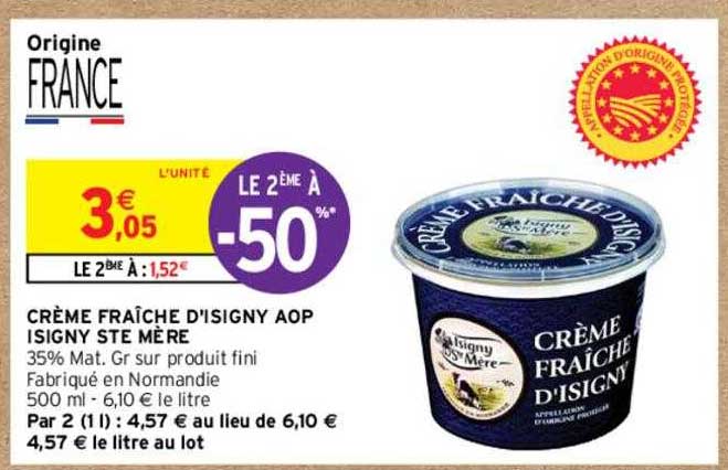 crème fraîche d'isigny aop isigny ste mère