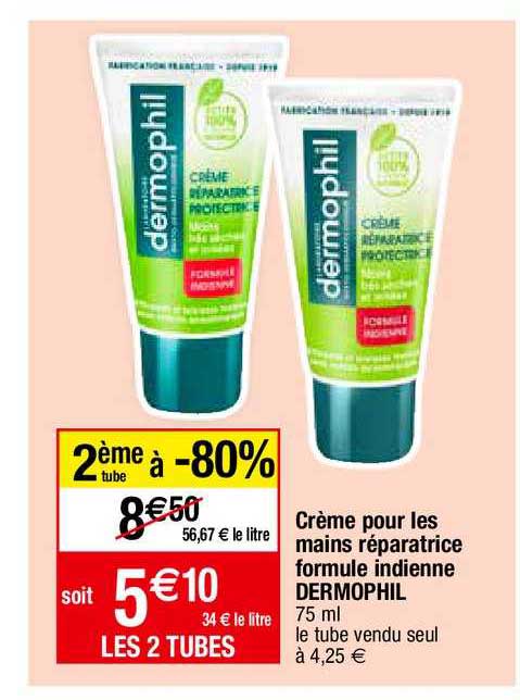 crème pour les mains réparatrice formule indienne dermophil