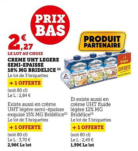 crème uht légère semi-épaisse 18% mg bridélice